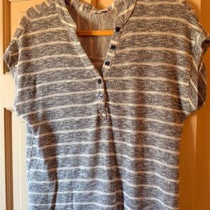 Splendid Gray and Cream Knit Henley